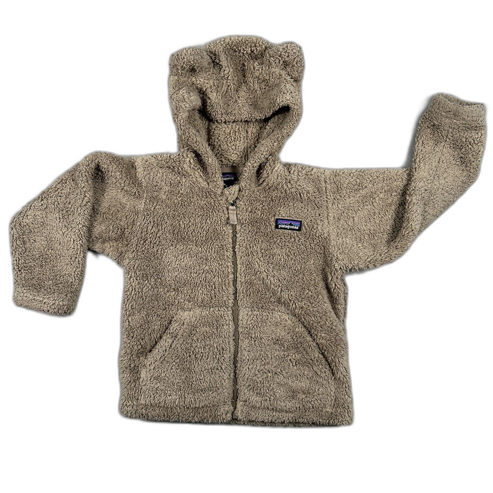 Patagonia Baby Furry Friends Fleece Bear Ears Hoodie Light Brown Unisex 3T VGUC